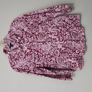 Tommy Hilfiger Blouse Womens All Over Print Floral Size L Shirt Button Artsy